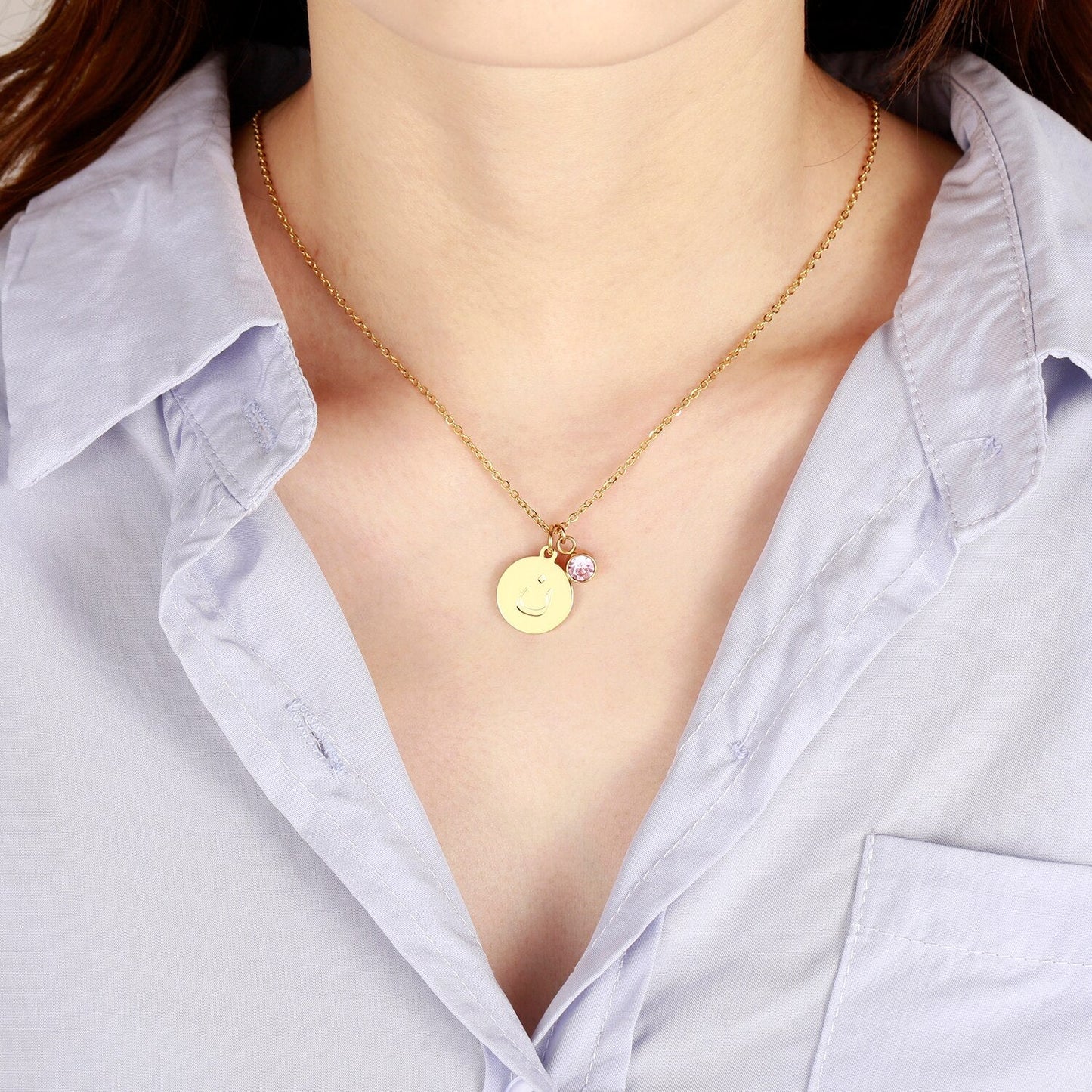 Collier Lettres Arabes avec Pierre de Naissance