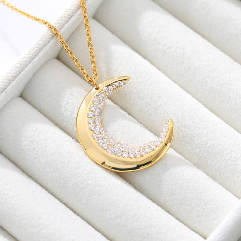 Collier Croissant de Lune avec Strass