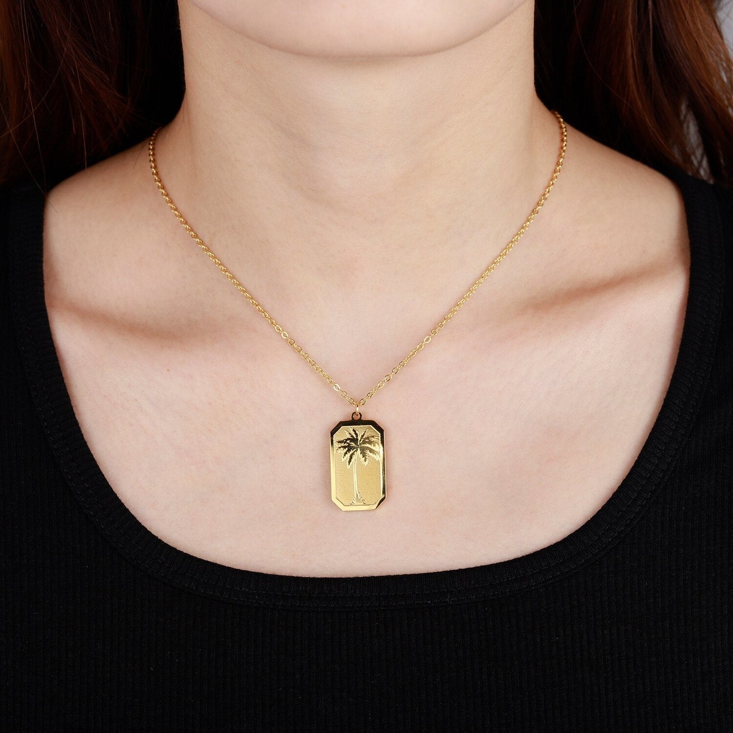 Collier Palmier Or