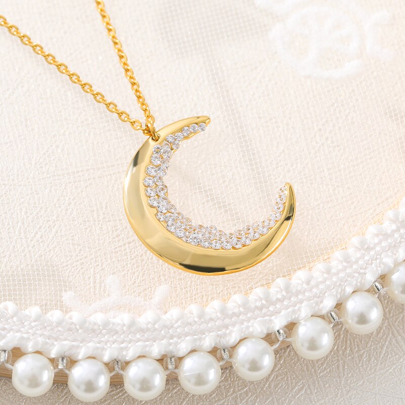 Collier Croissant de Lune avec Strass