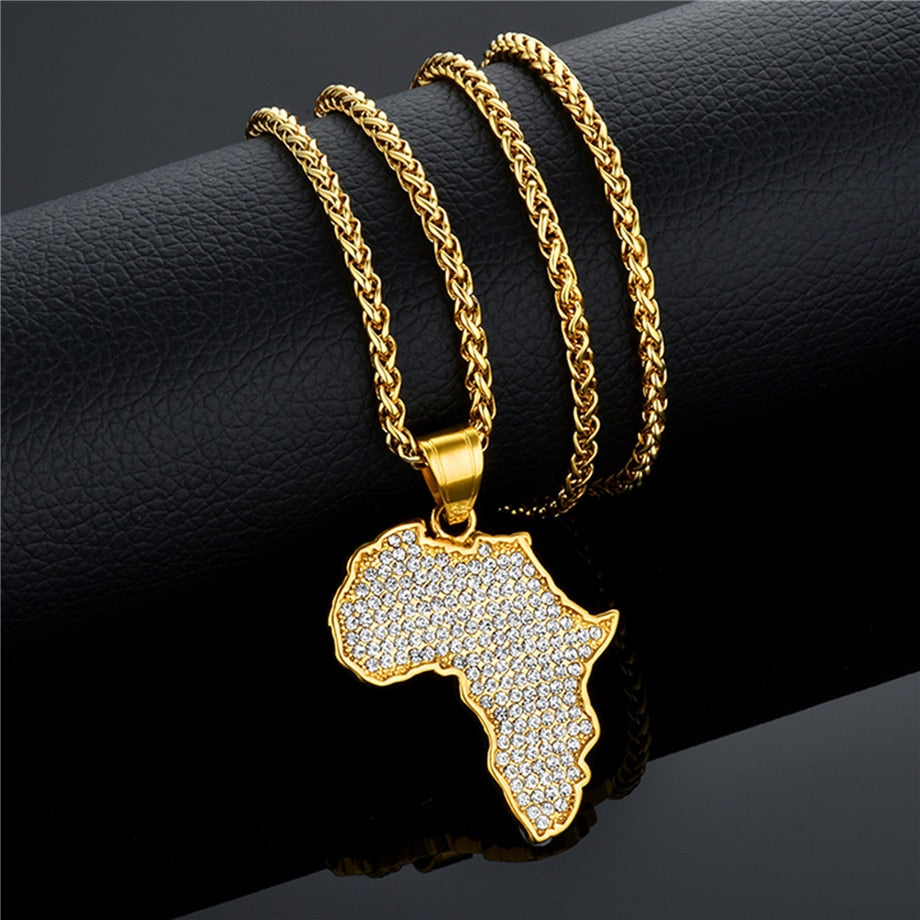 Collier Carte Afrique avec Perles