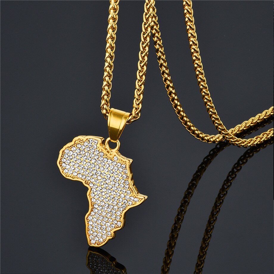Collier Carte Afrique avec Perles