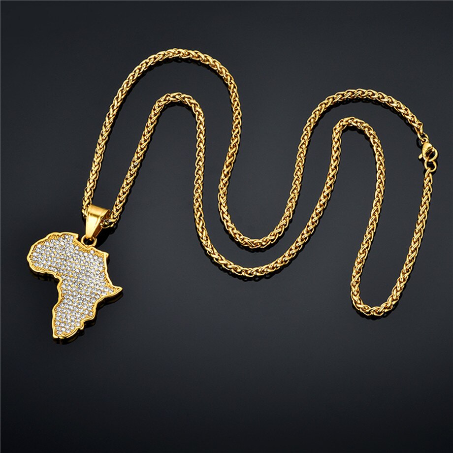 Collier Carte Afrique avec Perles