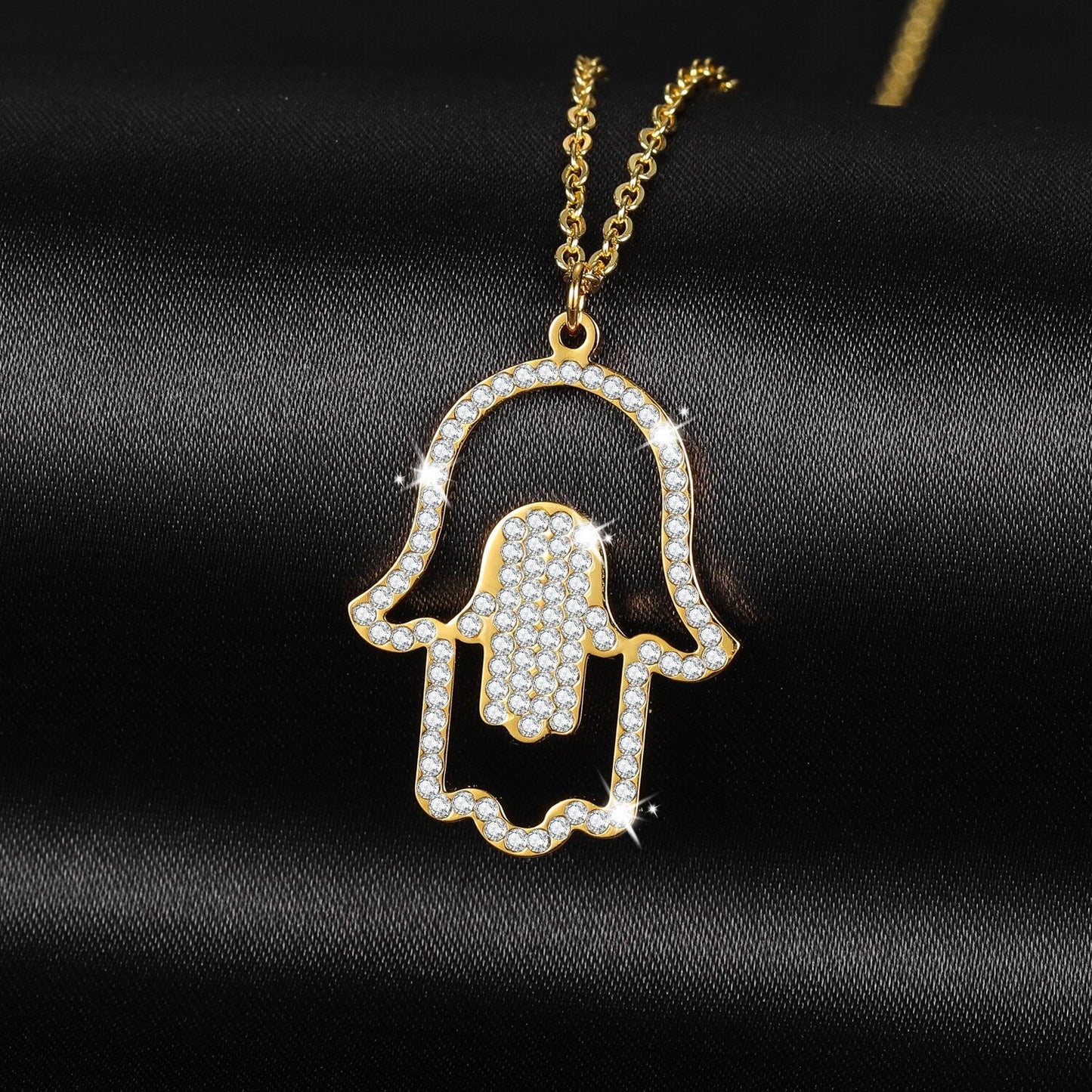 Collier Main de Fatma avec Strass