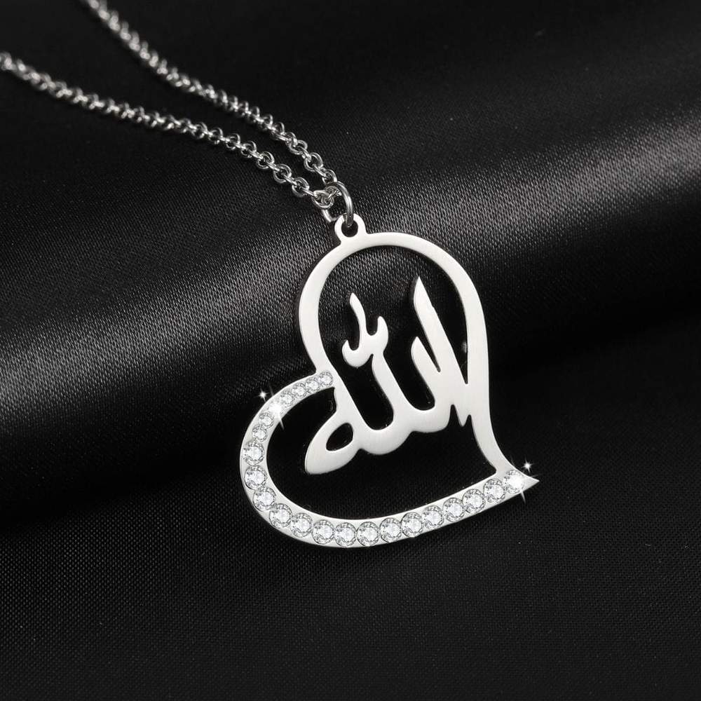 Collier Coeur Allah avec Perles
