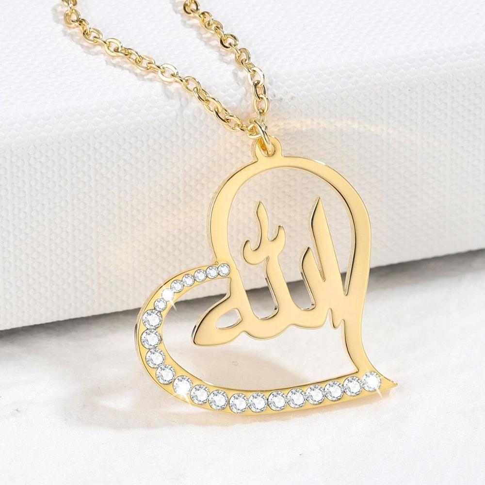 Collier Coeur Allah avec Perles