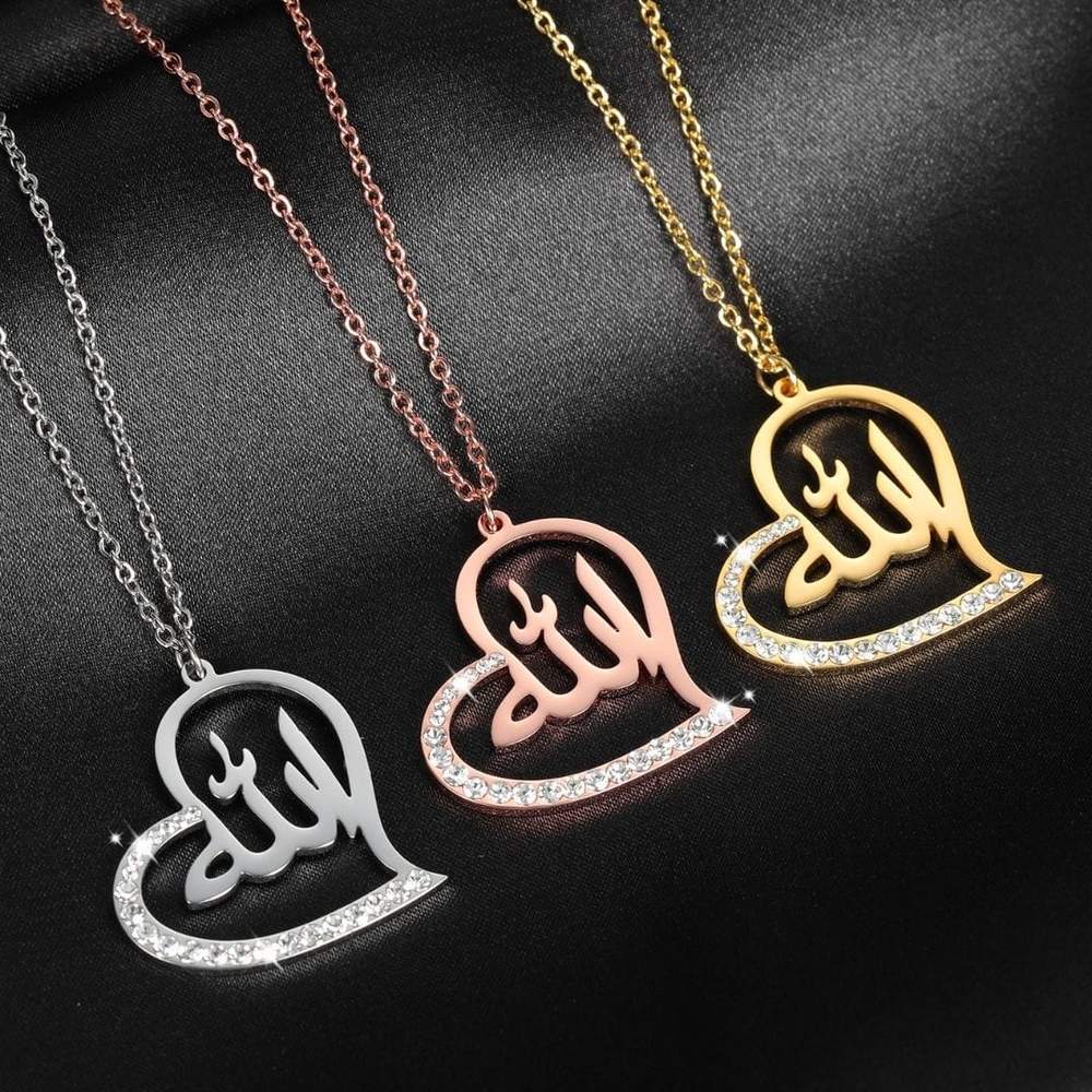 Collier Coeur Allah avec Perles