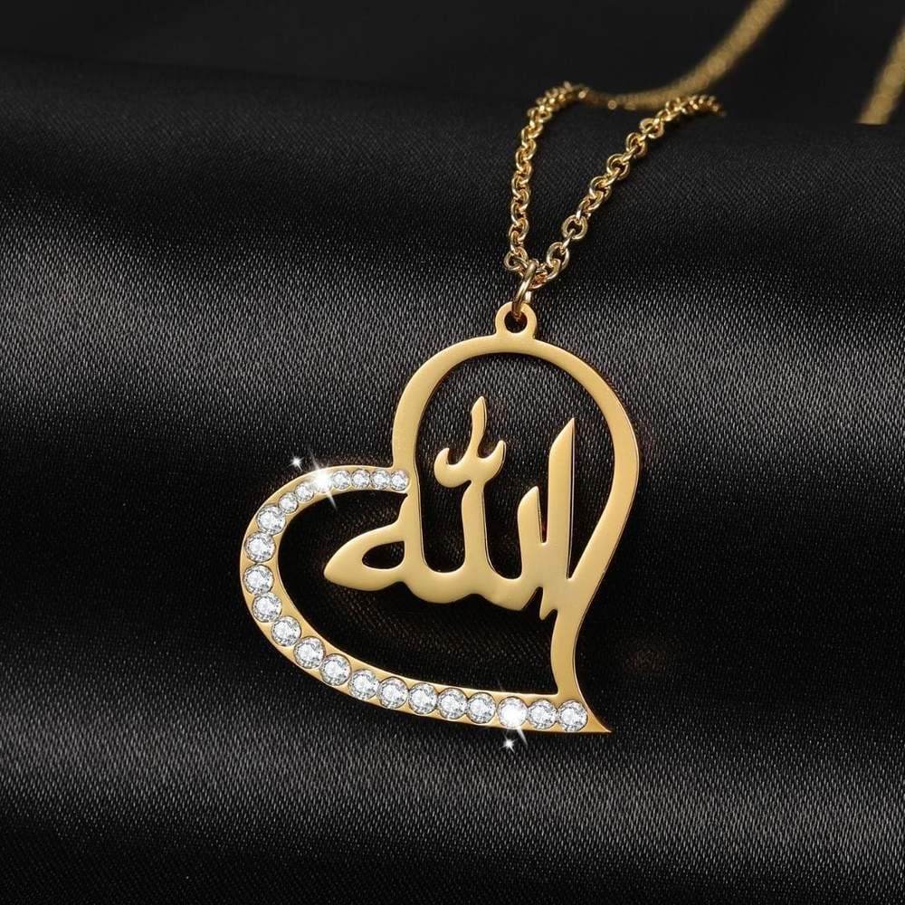 Collier Coeur Allah avec Perles